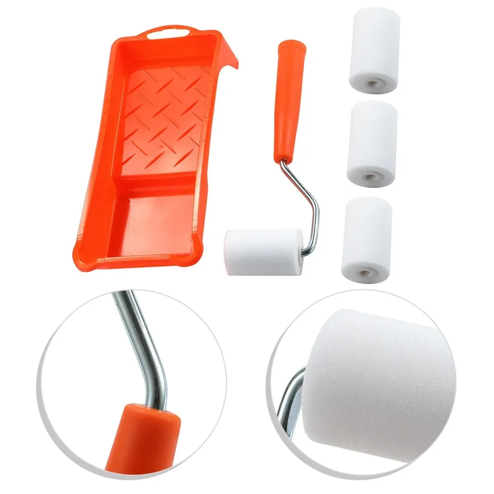 Paint Roller Kit 2 Inch High Density Foam Paint Roller Tray Liner Wall Painting Tools