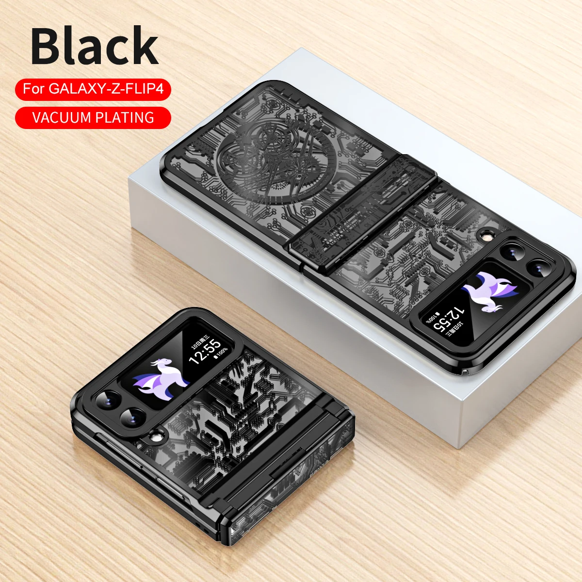 For Samsung Galaxy Z Flip 5 Case Mechanical Hinge Fashion Star Plating Clear Shockproof Protection Cover Z Flip 4 3 Phone Cases