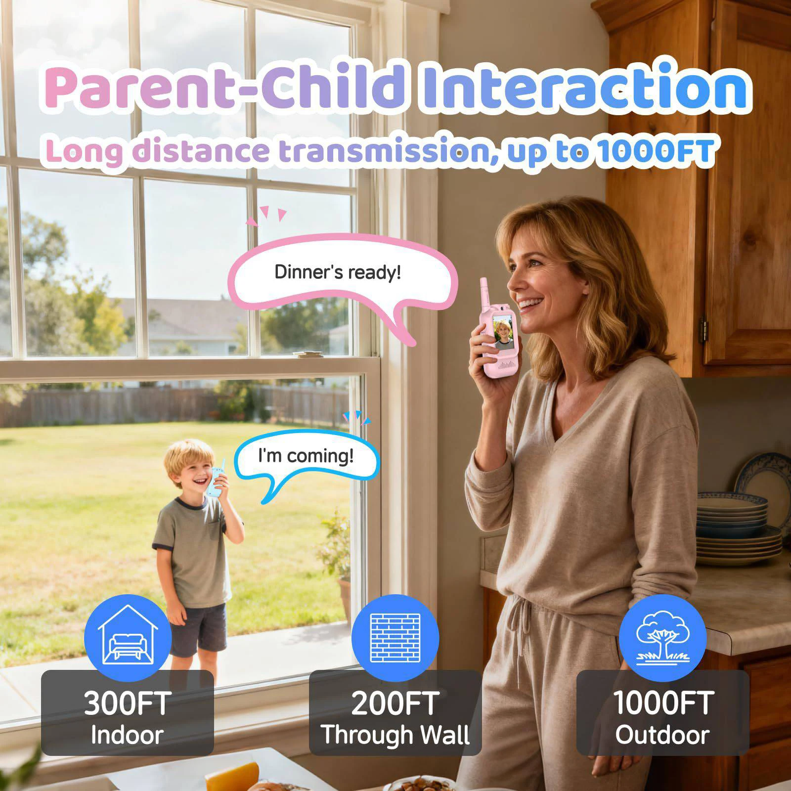 2 Pack Kids Video Walkie Talkies Toys with HD Camera & 3 Voice Changer Rechargeable Interphone Toy for Boys Girl Indoor Play Use