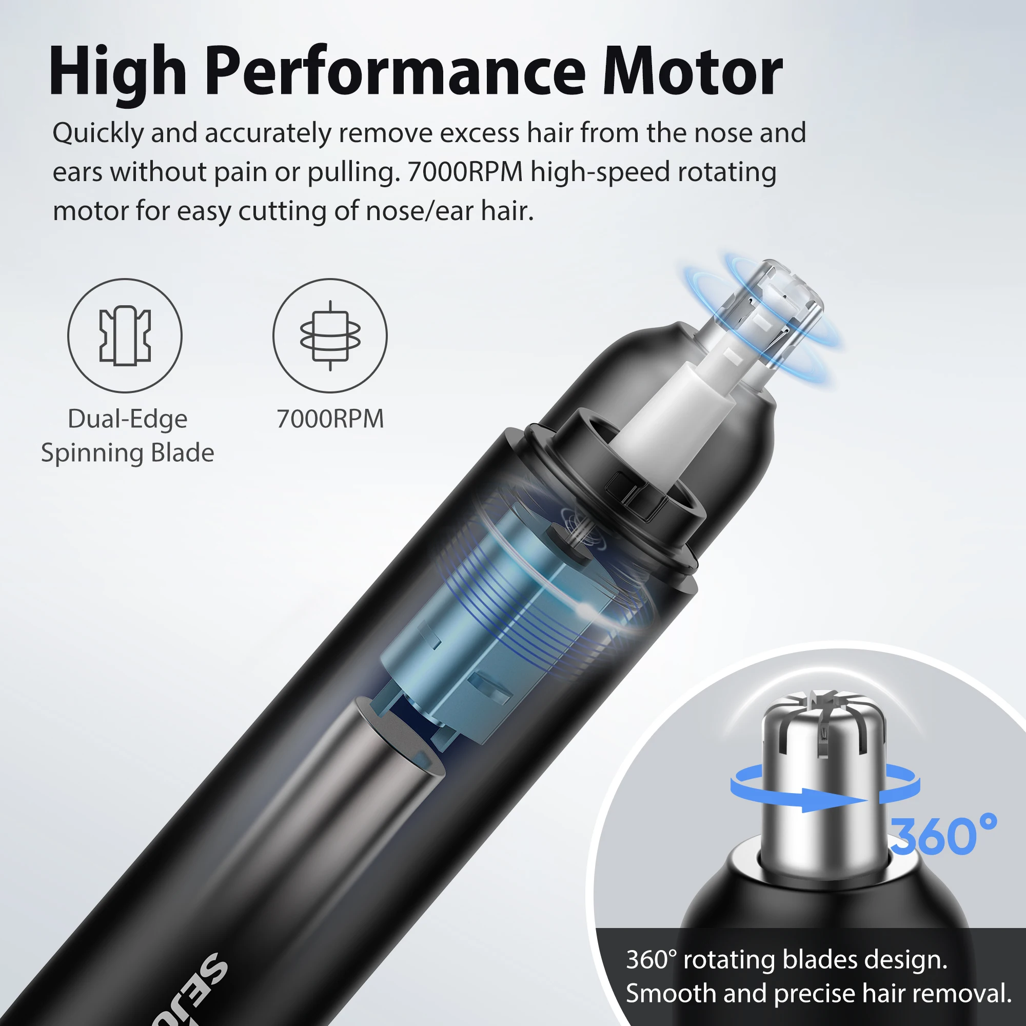 Sejoy Trimmer For Nose Unisex Mini Travel Electric Nose Ear Hair Trimmer Tourism Mini Unisex Painless Fast Nose Hair Clipper 2