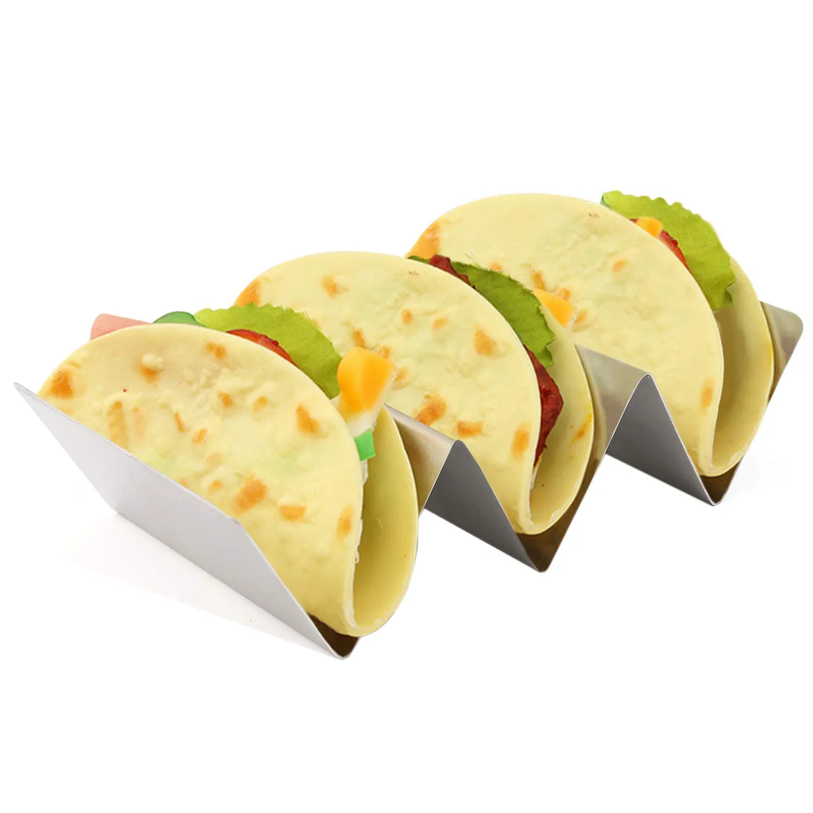 Taco Holder, Stainless Steel Taco Stand Rack Tray, Rack Holds Up to 3 Tacos Each, Oven Safe for Baking Dishwasher and Grill Safe