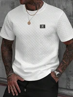 T-shirt jacquard à coupe classique pour homme, manches courtes, décontracté, pour la mode estivale, haut pour homme pour tous les jours 2