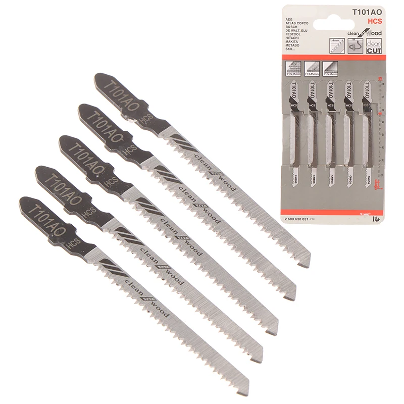 цена 5PCS T101AO HCS T-Shank Jigsaw Blades Curve Cutting Tool For Wood Plastic saw