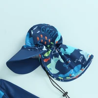 3Pcs Toddler Boys Rash Guard Swimsuits Cute Fish Print Long Sleeve Zip Up Bathing Suit Swimwear Beachwear Summer Clothes 4