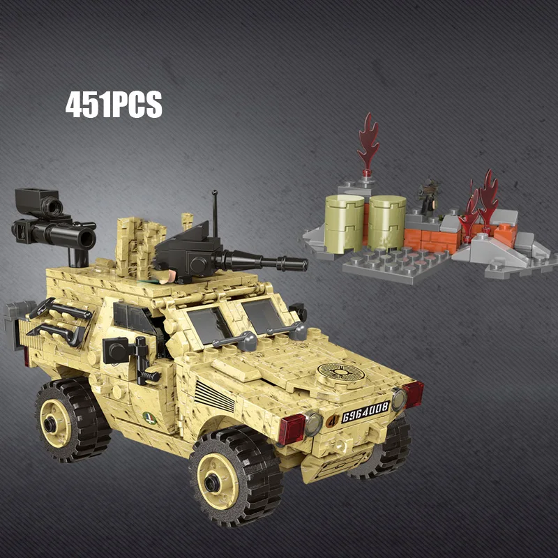 France VBL Armored Vehicle Across Battlefield Modern Military Model Build Block WW2 Army Figures Brick Assemble Toy Collection military figures bomb disposal suit accessories building block modern special police soldier equipment model parts bricks toy