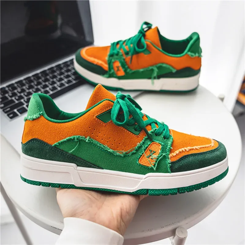 

Men's Retro Style Running Shoes Chic Design White Leather Breathable Shoes Men's Designer Shoes Thick Sole Sneakers