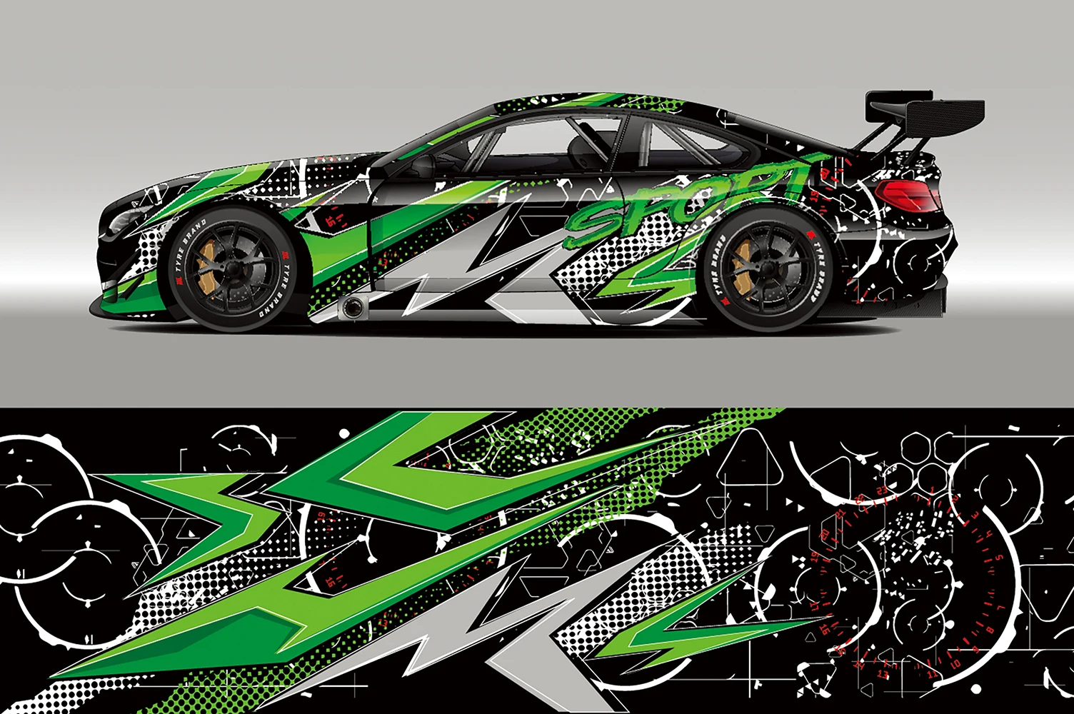 Car-decal-graphic-vinyl-wrap-vector-image-of-modern-design-car-tuning