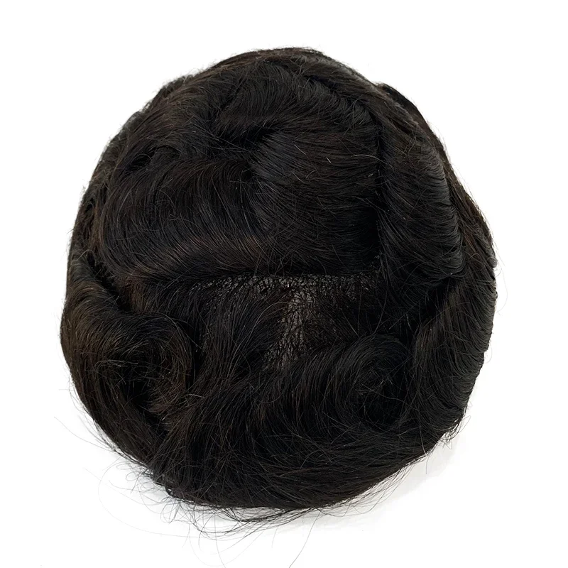 Nuovo Toupet da Uomo in Pizzo Svizzero PU, Protesi Capillare Maschile Traspirante e Durevole, Sistema di Sostituzione Capelli Naturali Umani con Attaccatura Naturale, Unità da 6 Pollici - immagine 6