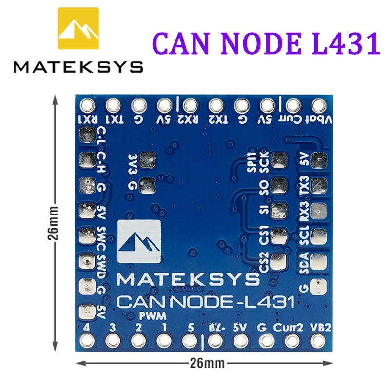 

MATEK CAN-L431 AP_Periph CAN Node DroneCAN L431 26X26mm for ArduPilot GNSS Compass Barometer Airspeed Sensor GPIO