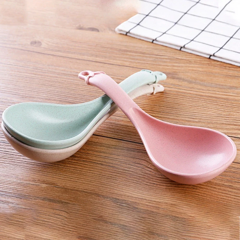 Wheat Straw Soup Spoon Household Eggplant Thickened Large Congee Spoon Kitchen Plastic Kitchen Utensils Porridge