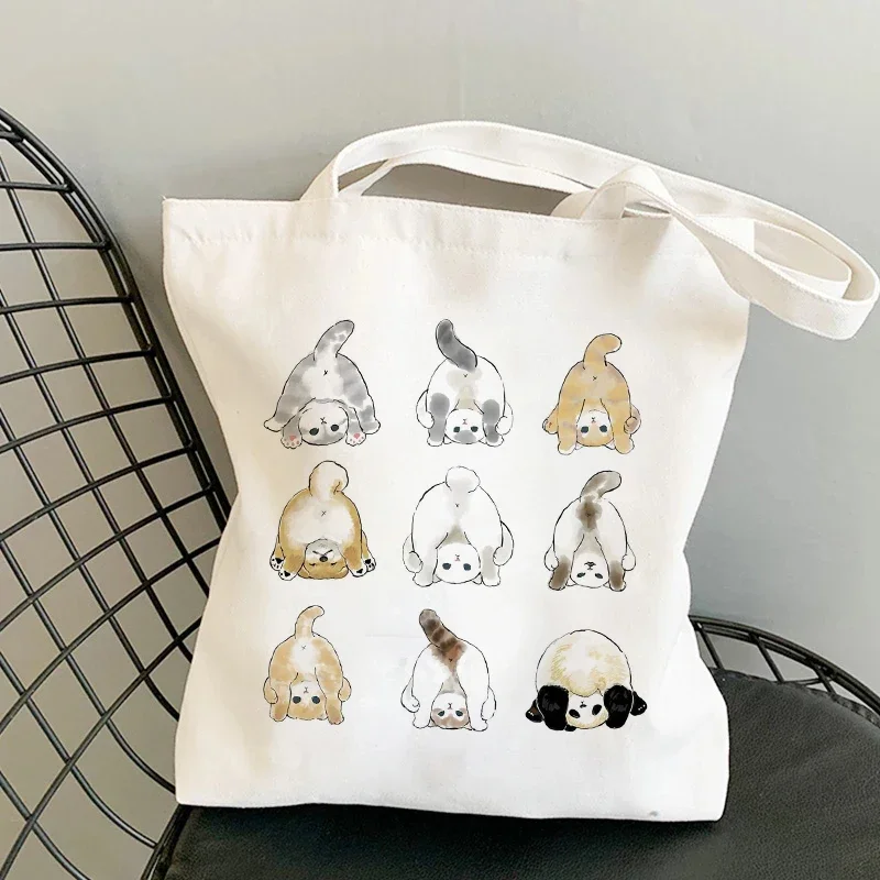 Tote Bag Shoulder Bags for Girls Fashion Canvas Bags Handbags Casual Girl Shopper Bag Kawaii Cats Cute Animal Bags Shopping Bag - 3
