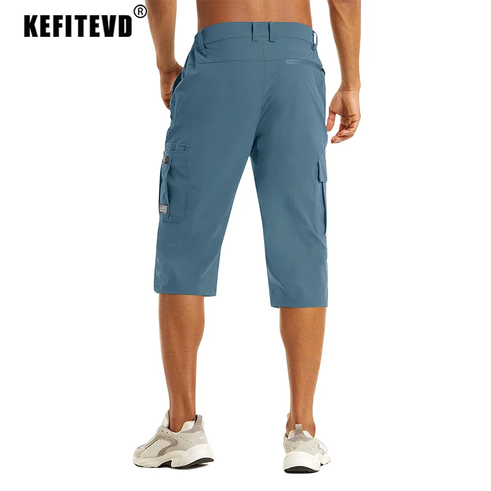 KEFITEVD Summer Quick Dry Shorts Men's Lightweight 3/4 Cargo Short Workout Sport Outdoor Pants Hiking Jogging Camping Bottoms