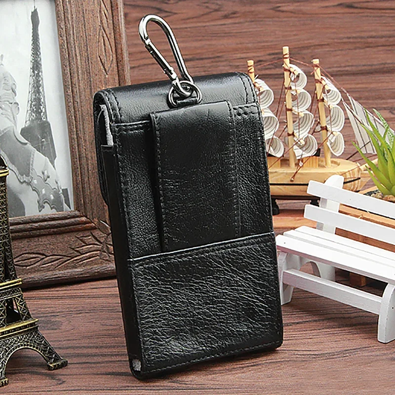 High Quality Men Genuine Leather Cell/Mobile Phone Case Cover Skin Belt Casual Hip Bum Real Cowhide Waist Pack Purse Fanny Bag