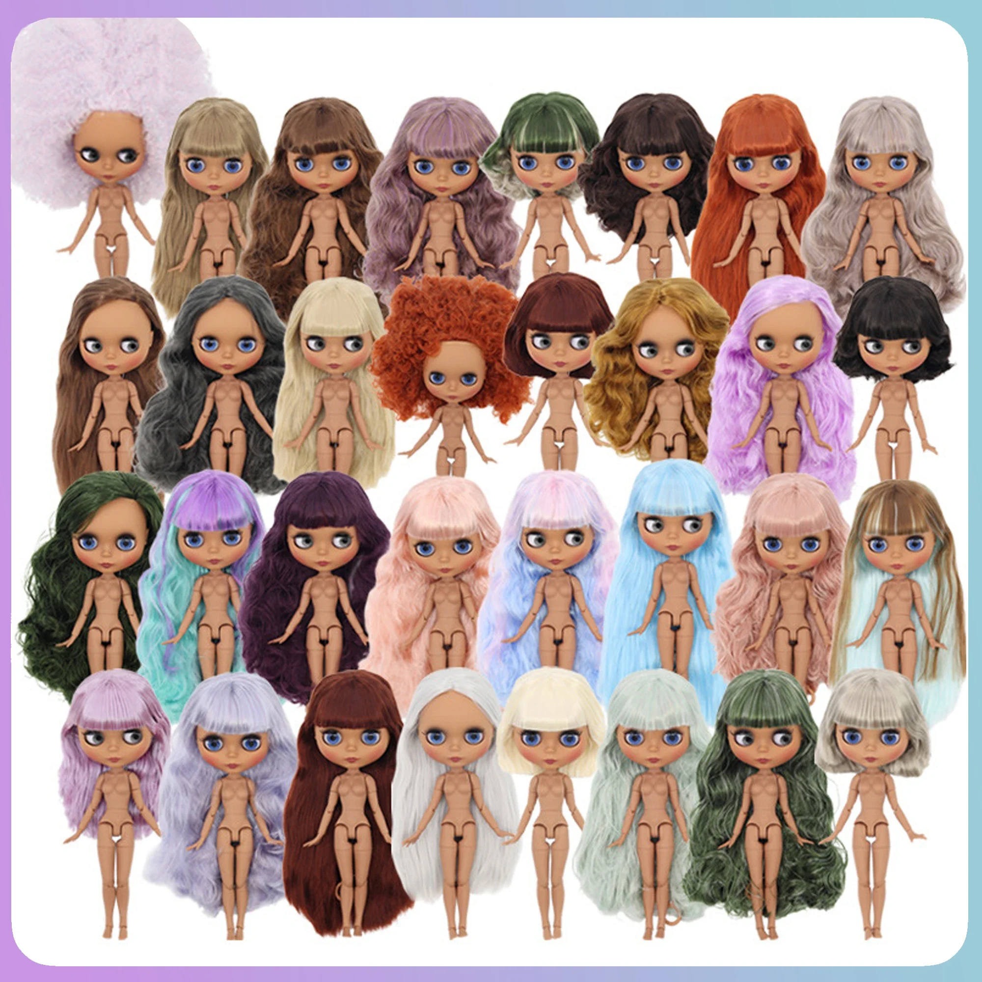 DBS-Boneca Matte Frosted Blyth com corpo de 19 articulações, rosto bronzeado, pele escura, moda DIY, boneca à fantasia, presentes para meninas, 30cm, 1:6