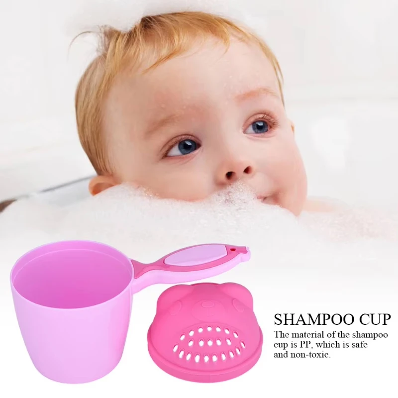 1PC Del Bambino Del Fumetto Orso Tazza Da Bagno Neonato Doccia Shampoo Tazza Bailer Bambino Bambini Doccia Acqua Cucchiaio Da Bagno Tazze di Lavaggio per 2 Colori - immagine 6