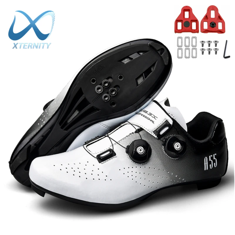 Men Professional Ultralight Cycling Shoes Self-Locking SPD Racing Road Bike Shoes Bicycle Sneakers Outdoor MTB Flat Cleat