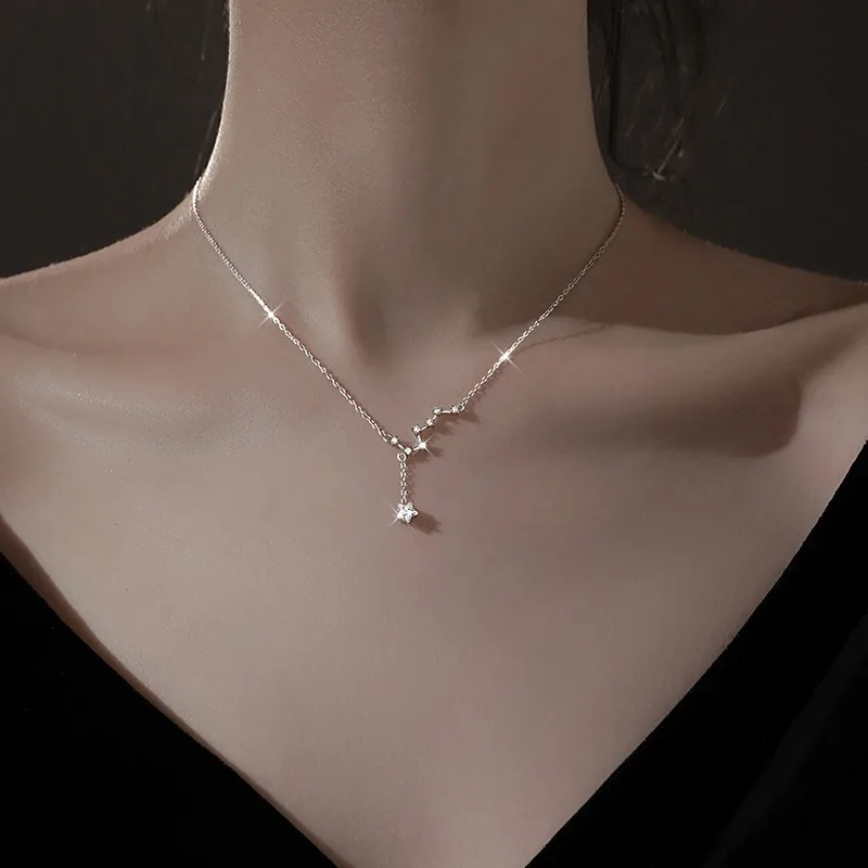 

PANJBJ 925 Sterling Silver Dipper Necklace for Women Girl Concise Fashion Individuality Jewelry Birthday Gift Dropshipping