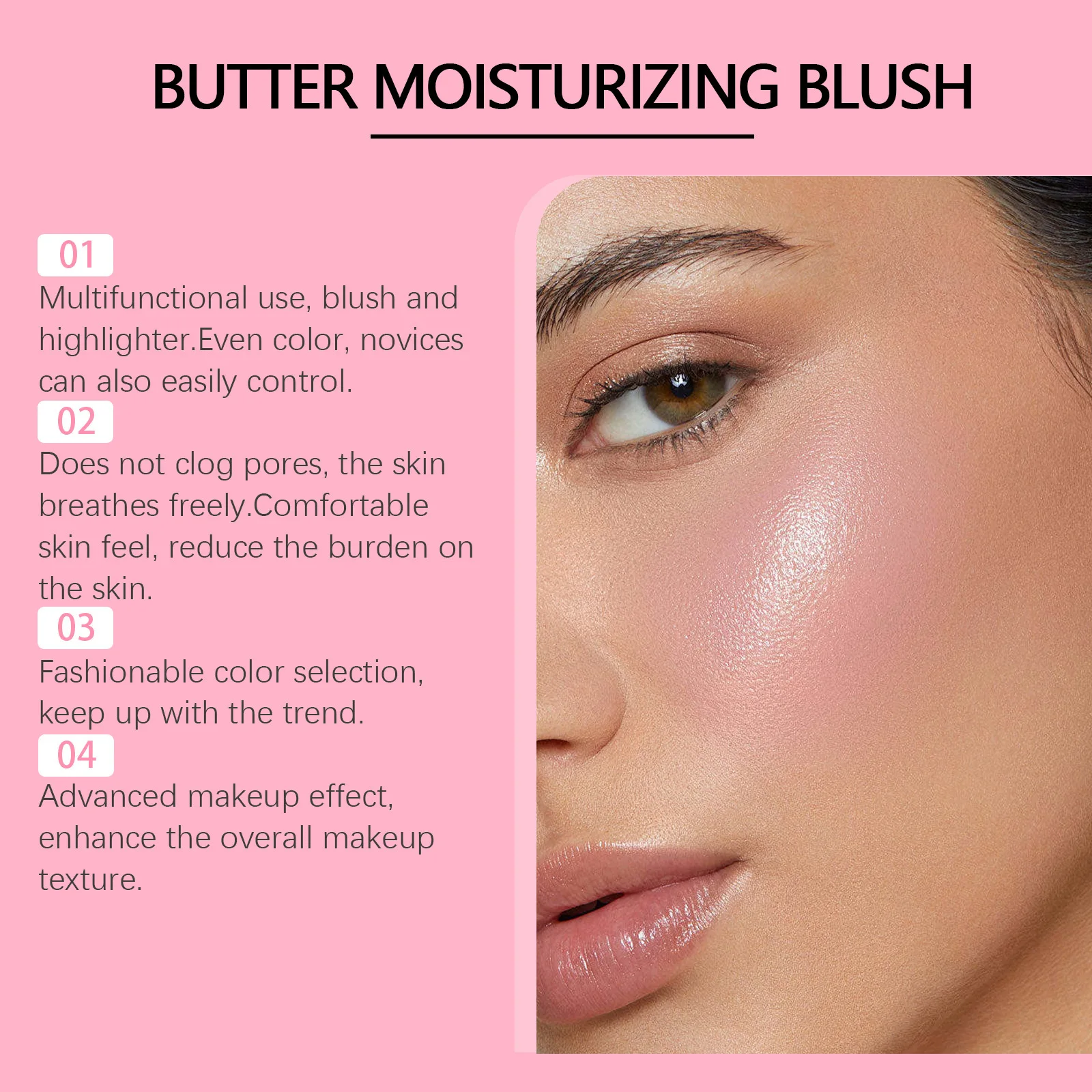 EELHOPE Butter Moisturizing Pink Blush Long Lasting Matte Rouge Naked Makeup Facial Repair Blush Natural Ruddy Makeup Blusher 2