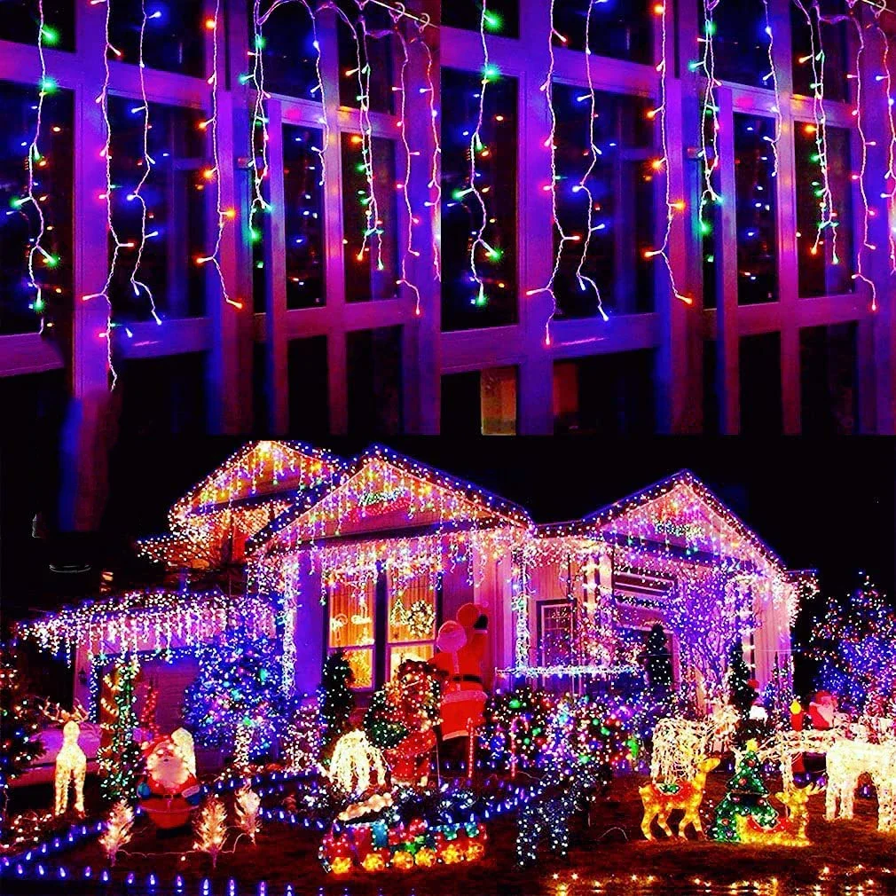thumbnail image 1 of Guirnalda de luces LED con forma de carámbano para exteriores, guirnalda de luces para la calle, decoración para bodas, Año Nuevo y Navidad, 1 of 5