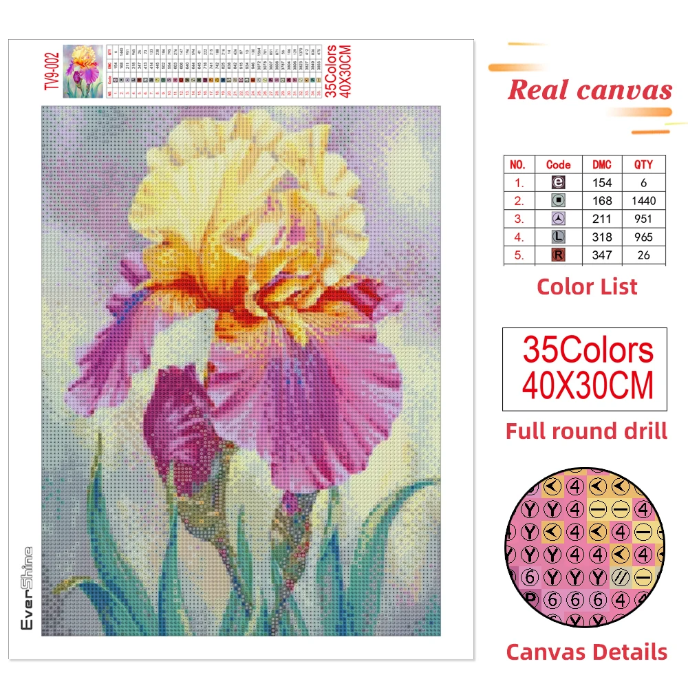Evershine DIY Diamond Embroidery Iris New Collection Diamond Painting Flower 5D Cross Stitch Kits Mosaic Art Home Decor