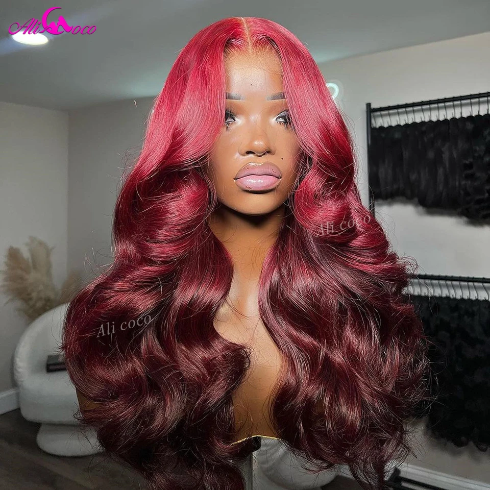 Red Wig Body Wave 13x4 13x6 Lace Front Wigs Human Hair Wigs 5x5 Closure Wig 200 Density Wig For Women Transparent Lace Front Wig