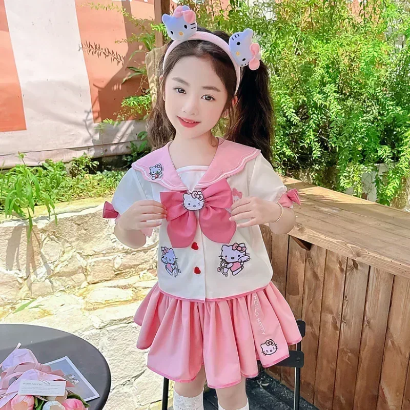 Children's JK Uniform Miniso Kuromi CosPlay Academy Style Pleated Skirt Girl Kawaii Princess Clothes