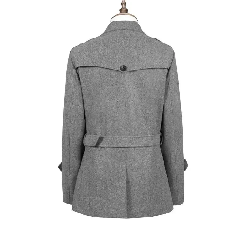 Autumn/Winter Men's Double-Row Buckle Workwear Medium-Length Woolen Overcoat Jacket Versatile Casual Top