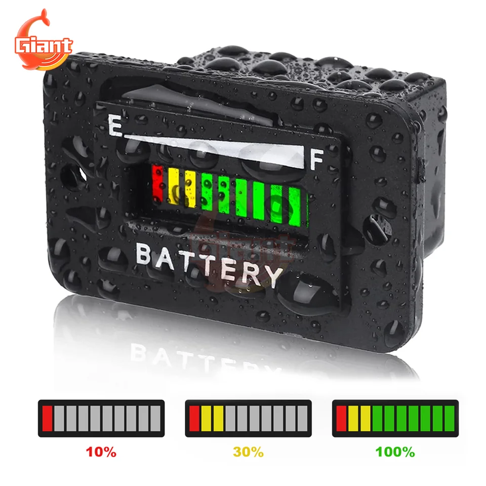 Monitor de batería impermeable IPX7 de 12 V, 24 V, 36 V, 48 V, 60 V, 72