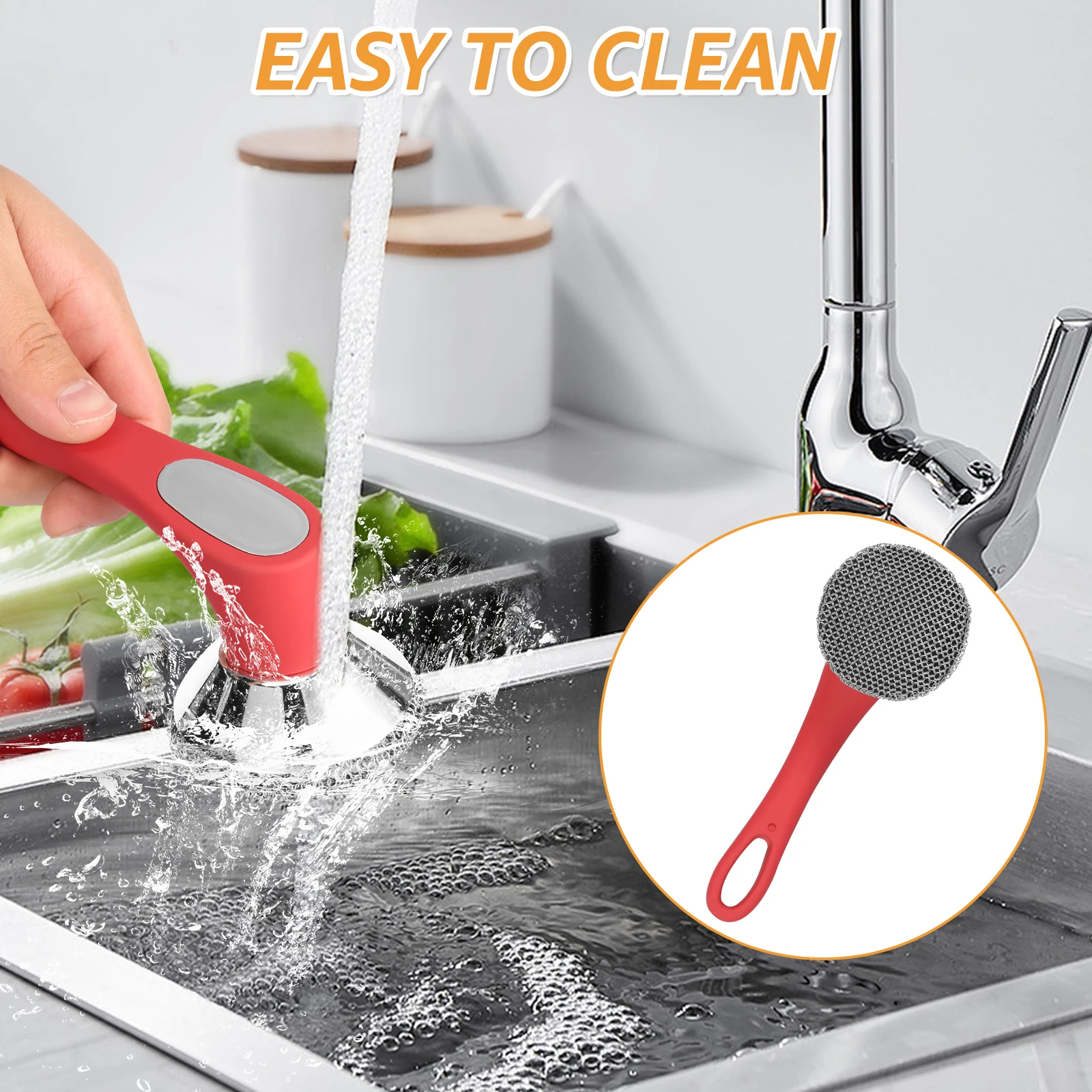 Description Picture 6 of itemCast Iron Scrubber Kitchen Long Handle Cleaning Brush Stainless Steel Rust Pot Pans Rust Remover Scraper Brush Tool