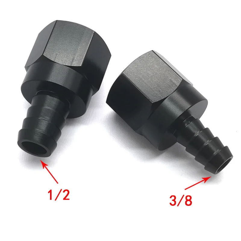 10AN female to 1/2 3/8 Hose Barb Fuel Oil Line Fitting End Straight Black