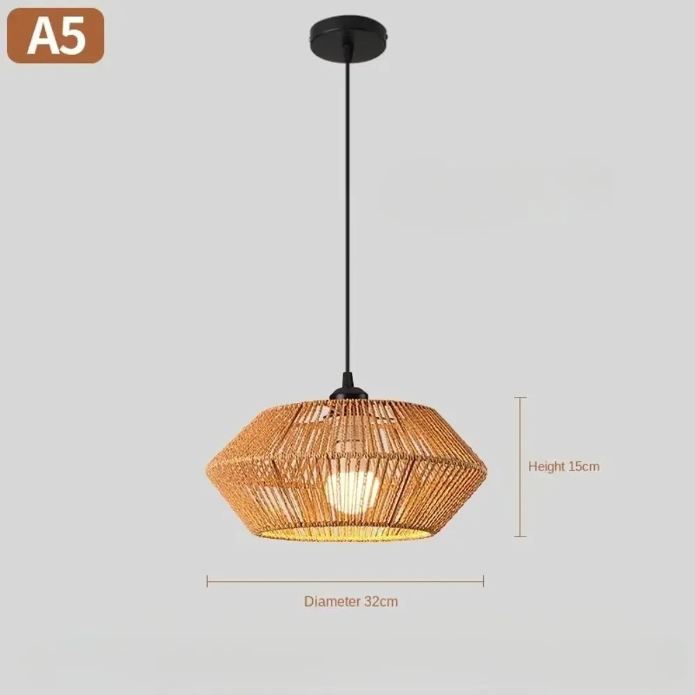Chinese Retro Handmade Wicker Chandelier Ceiling Light Wabi-sabi Rattan Pendant Lights for Restaurant Bedroom Teahouse Study E27