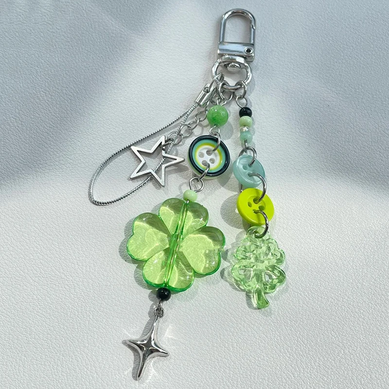 Anime Green Four Leaf Clover Cosplay Keychain Keyring Phone Chain