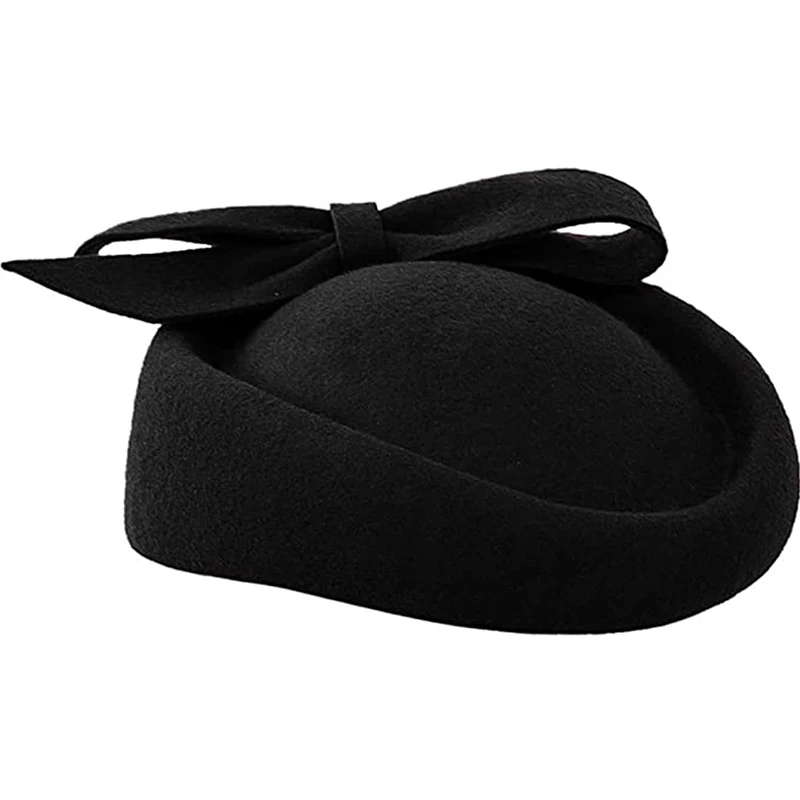 Women Church Fascinators Hats Black Vintage Wool Wedding Pillbox Tea Party Hat Fedora Felt Fedora Red For Ladies Derby Hat fashion hat