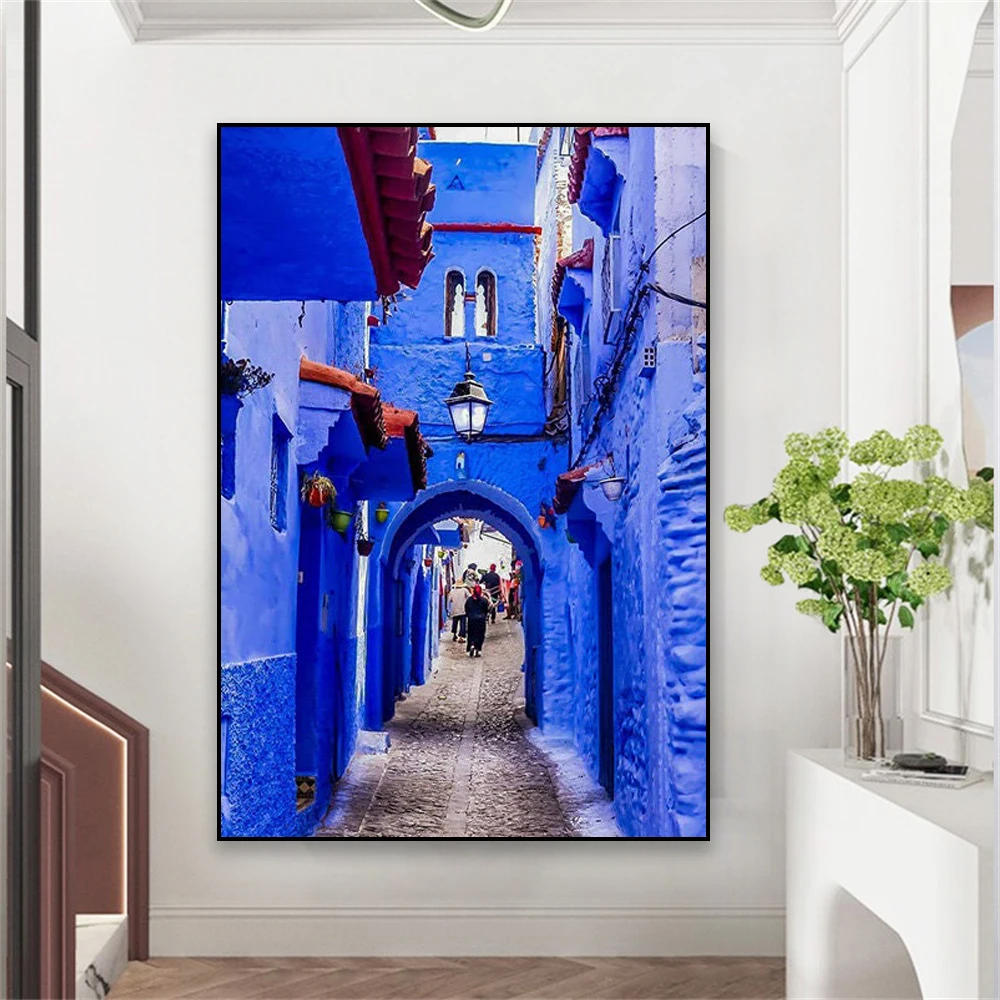 Chefchaouen Blue City Poster Modern Morocco Travel Poster Boho
