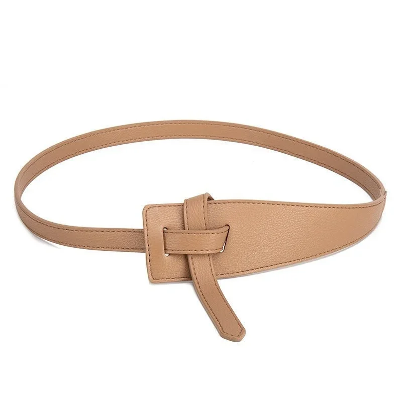 

2024 Knot Pu Leather Belts for Women Soft Knotted Strap Belt Long Dress Accessories Lady Waistbands