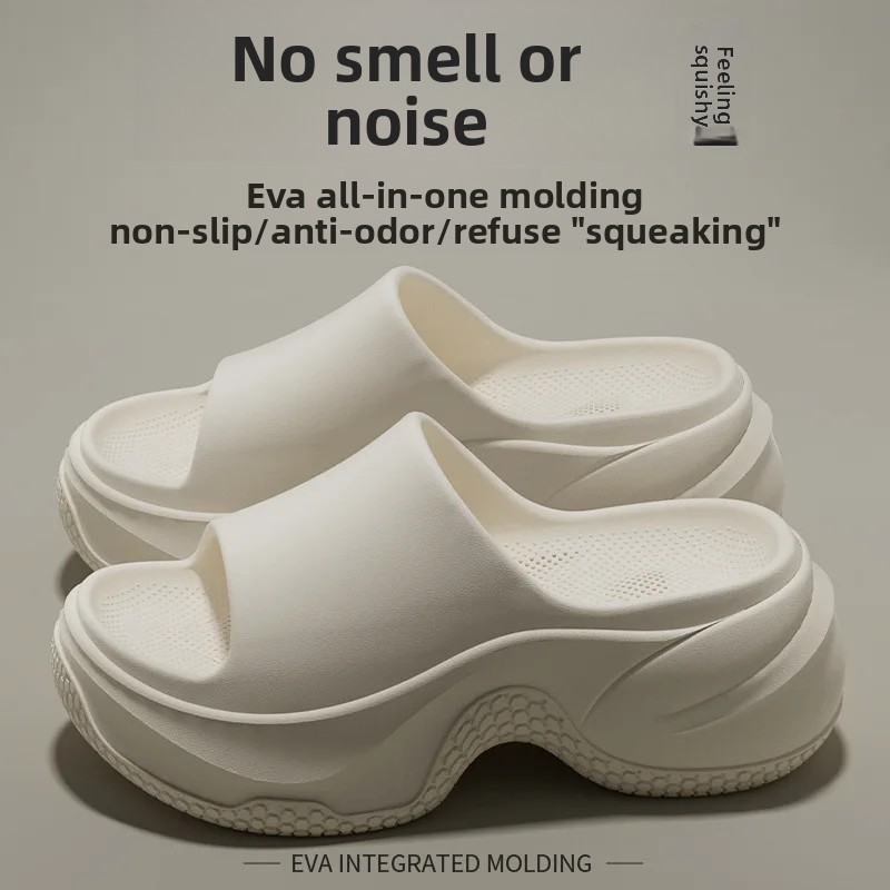 Women's Summer Thick Bottom Sandals Slip-On Beach Shoes Anti-Slip Head Covering Flip Flops EVA Material Comfortable Footwear