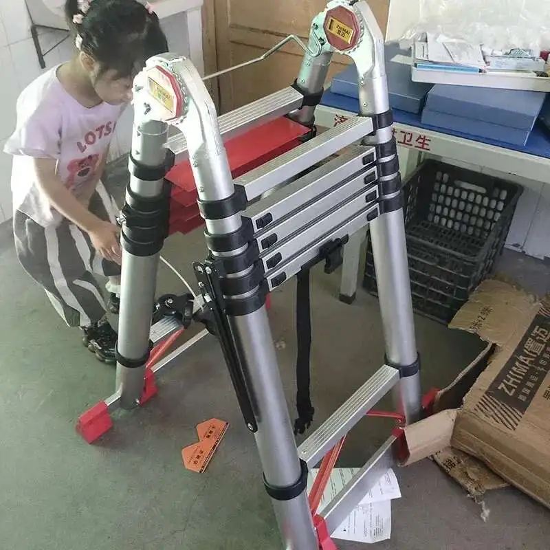 다기능 리프팅 단계 사다리 홈 헤링본 텔레스코픽 사다리 알루미늄 합금 휴대용 엔지니어링 접이식 사다리 A