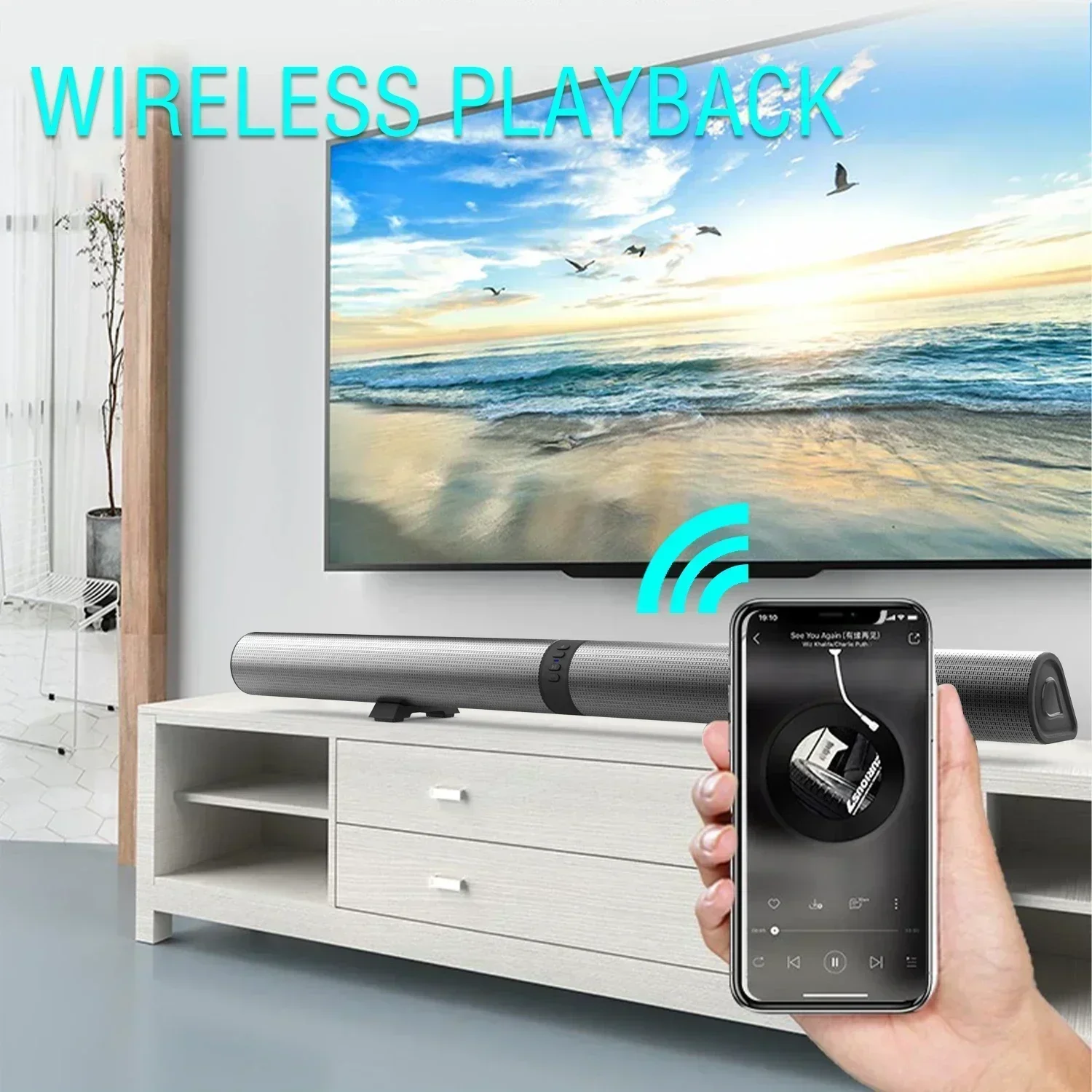 120W BS-56 TV Bluetooth Speakers AUX/BT/OPT Connections Soundbars with 2-in-1 Detachable Home Cinema Sound System FM Soundbar bluetooth speaker audio speakers