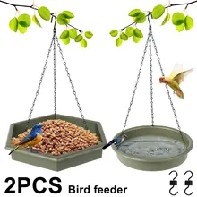 

2 pcs Hanging Bird Feeder Bath Tray Outdoor Pet Bird Feeding Tray Water Drinker for Wild Backyard Outdoor Garden Decoration