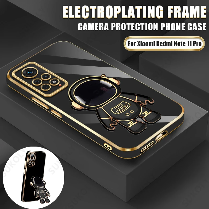 Placcatura 3D Astronauta Caso Del Basamento Per Xiaomi Redmi Nota 11 10 9 Pro 11s 10s 9s Mi 11 Lite 5G NE 11T 10T Poco F3 X3 NFC M3 _voghion.com