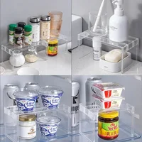 Support de rangement pour réfrigérateur, organisateurs de réfrigérateur, étagères de séparation superposées, support de bureau Transparent permettant de gagner de l'espace, accessoires de cuisine 5