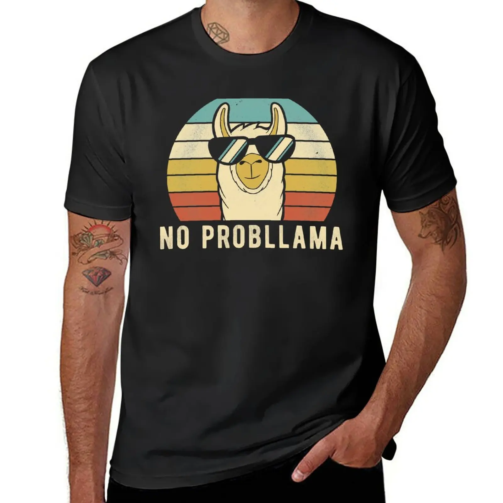 

No Prob Llama - Funny Retro Llama T-Shirt for a boy cute clothes quick-drying mens plain t shirts