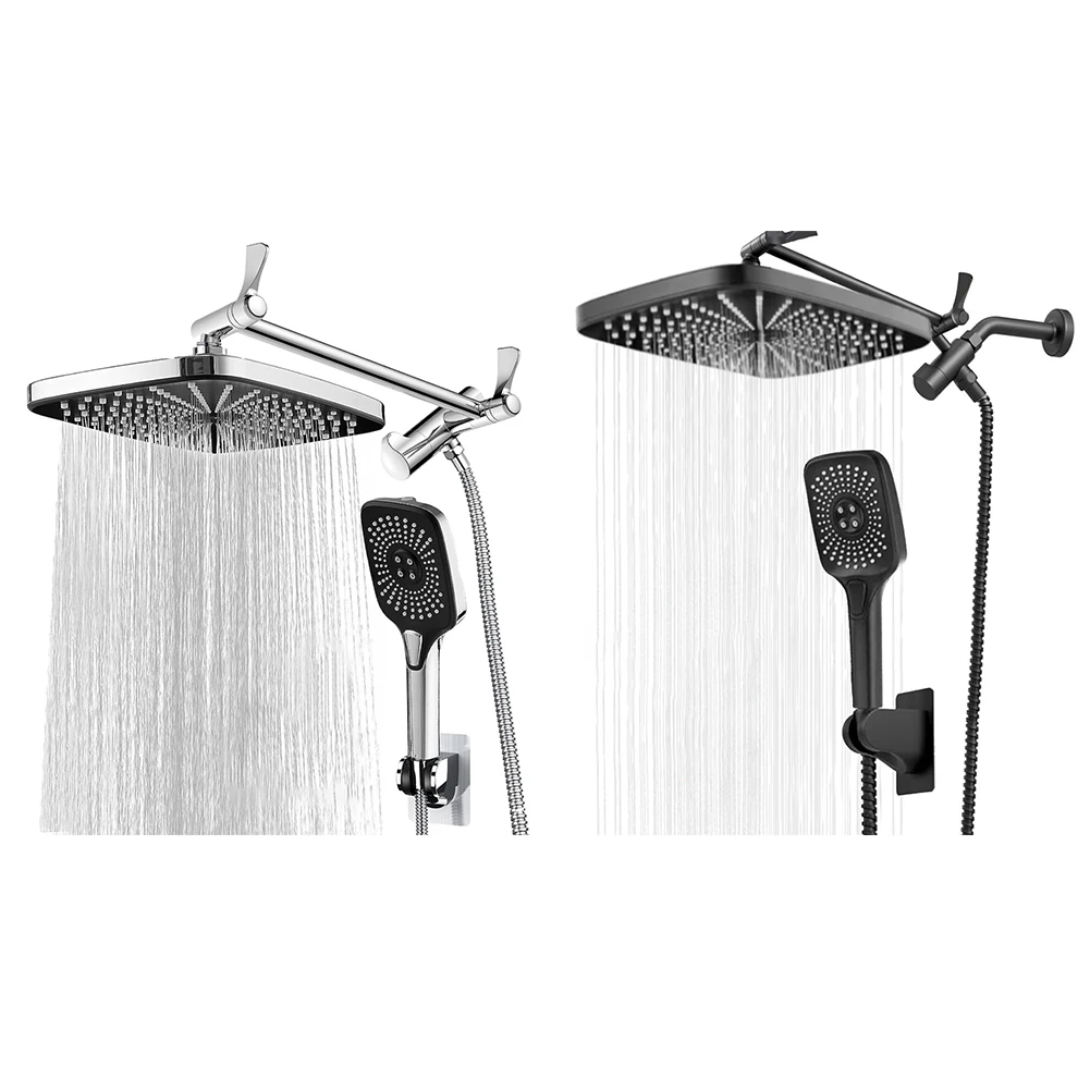 Description Picture 4 of item12 Inch Bathroom Shower Faucet Set 3+1 Settings Top Spray Wall-Mount Shower Set with Extension Arm Handheld Top Spray Showerhead