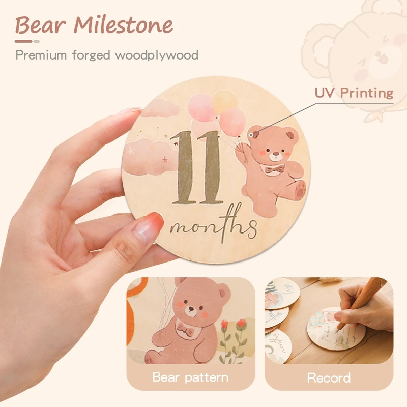 Hello World Newborn Sign Baby Monthly Milestone Discs - 12 Wooden ...