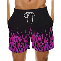 Summer Ethnic Style Beach Shorts Colorful Flame 3D Print Men Women Holiday Trunks Casual Board Shorts Swimwear Kids Men Clothing 2