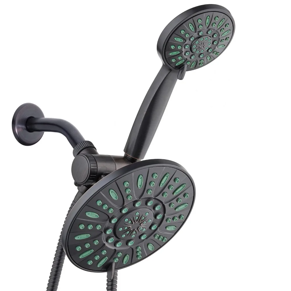 

High-Pressure Luxury 48-Mode 7" Shower Head & Handheld 3-Way Combo, Bronze Finish, Water Heater Shower Set, Home Use