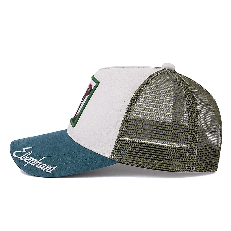 Hot Sale Unisex Mesh Cap Elephant Pattern Patch Design Suede Hat Summer Animal Baseball Cap Fashion Trucker Hat For Men Women ﻿