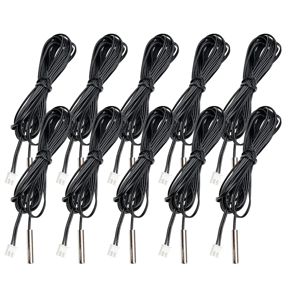 5pcs/10pcs Ntc 10K 1% 3950 Thermistor Temperature Sensor Waterproof Probe Cable For Arduino W1209 W1401 30Cm 50Cm 1M 2M 3M 5M 1