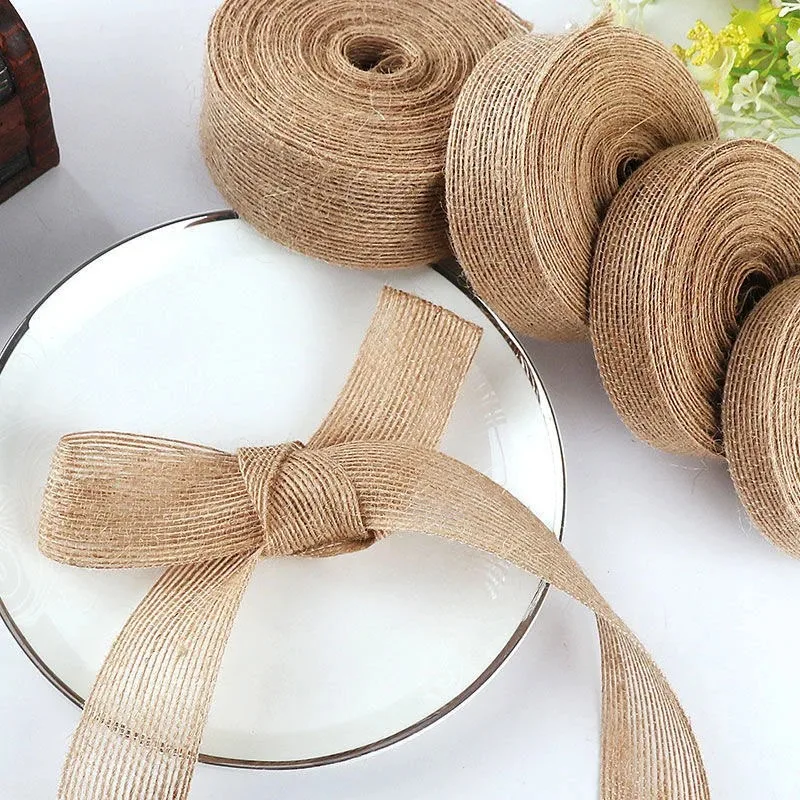 천연 황마 리본, DIY 활 공예, 빈티지 황마 삼베 원단 선물 랩, 바느질 파티, 웨딩, 크리스마스 장식, 6mm-50mm, 5m
