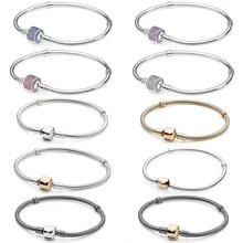 NEW 100% 925 Sterling Silver Classic head bracelet Clear CZ Charm Bead fit pendant DIY Bracelets The factory wholesale
